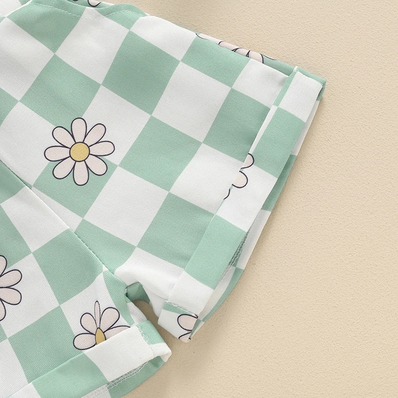 Checkerboard Daisy Overalls - The Ollie Bee