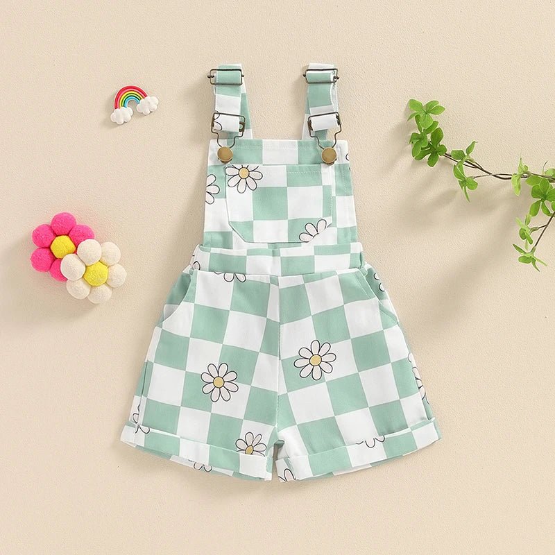 Checkerboard Daisy Overalls - The Ollie Bee