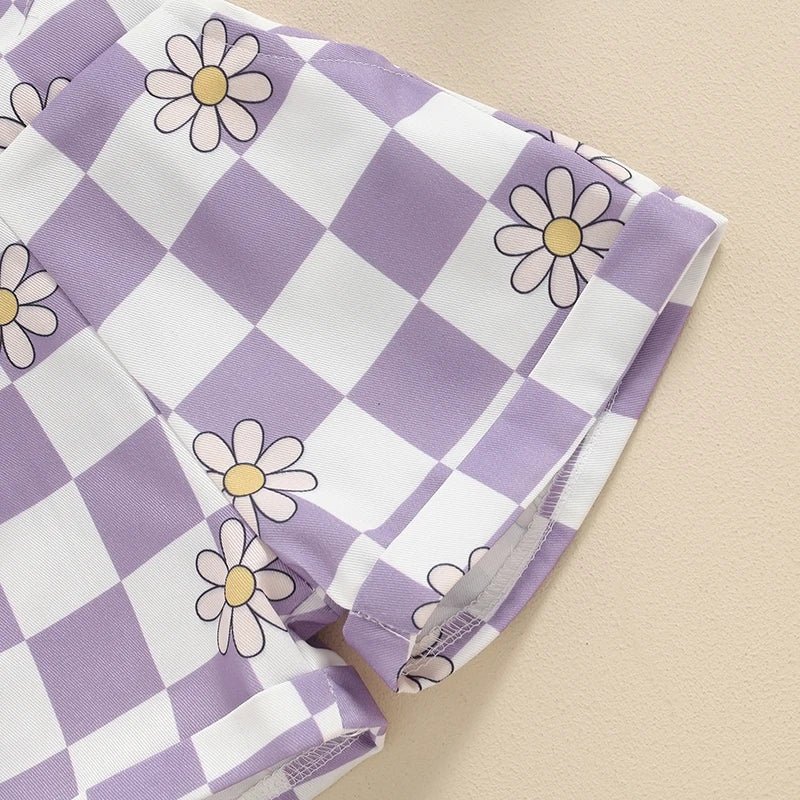 Checkerboard Daisy Overalls - The Ollie Bee
