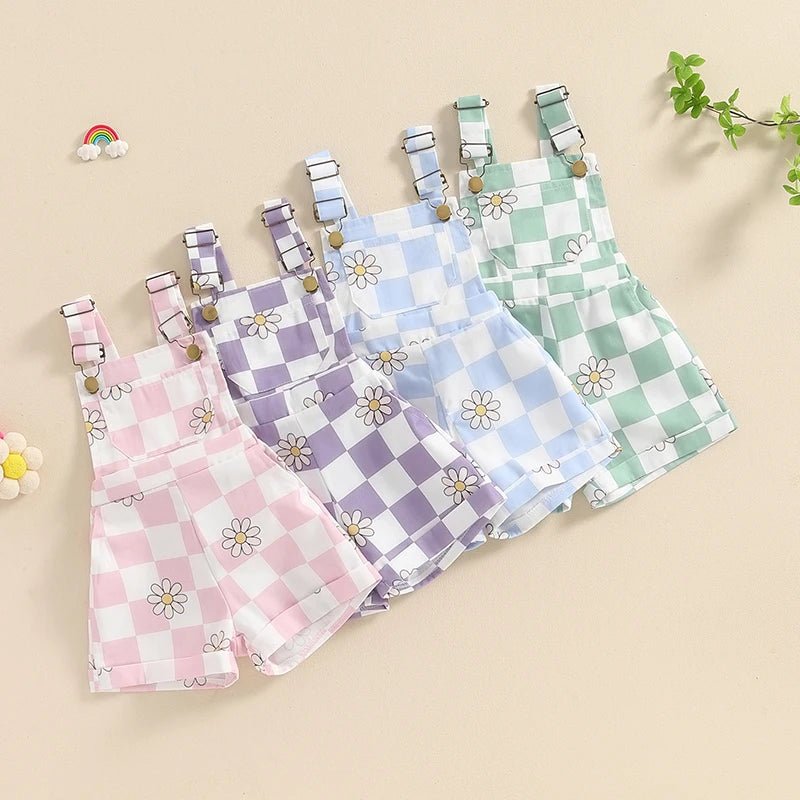 Checkerboard Daisy Overalls - The Ollie Bee
