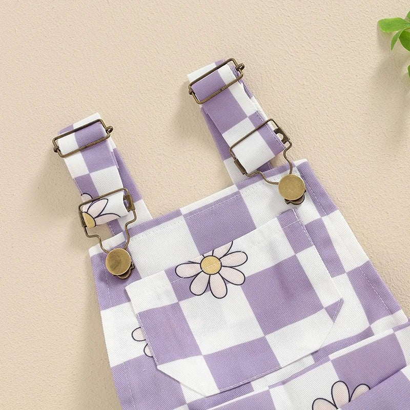 Checkerboard Daisy Overalls - The Ollie Bee