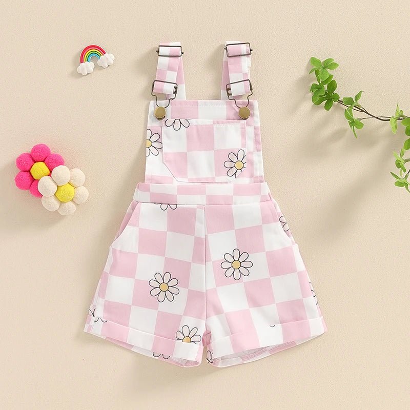Checkerboard Daisy Overalls - The Ollie Bee