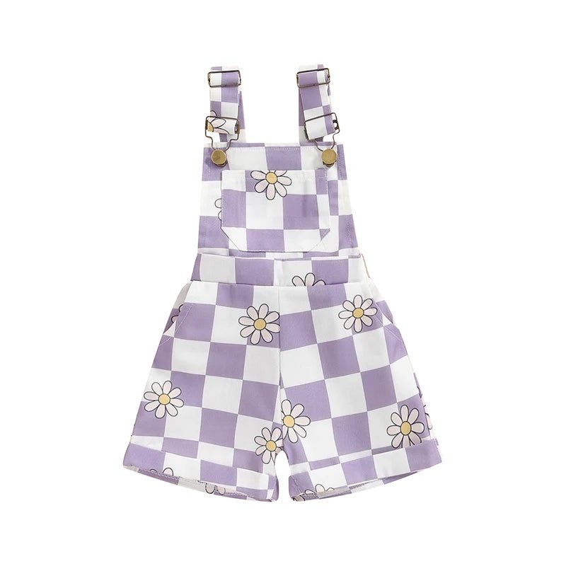 Checkerboard Daisy Overalls - The Ollie Bee