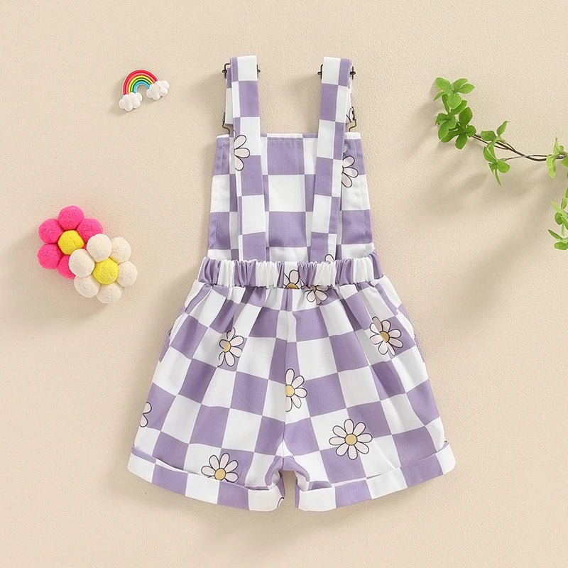 Checkerboard Daisy Overalls - The Ollie Bee