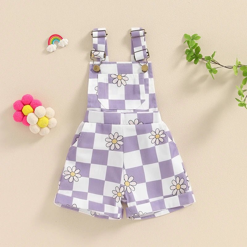 Checkerboard Daisy Overalls - The Ollie Bee