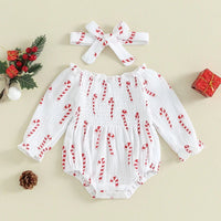 Christmas Print Bubble Onesie and Bow - The Ollie Bee