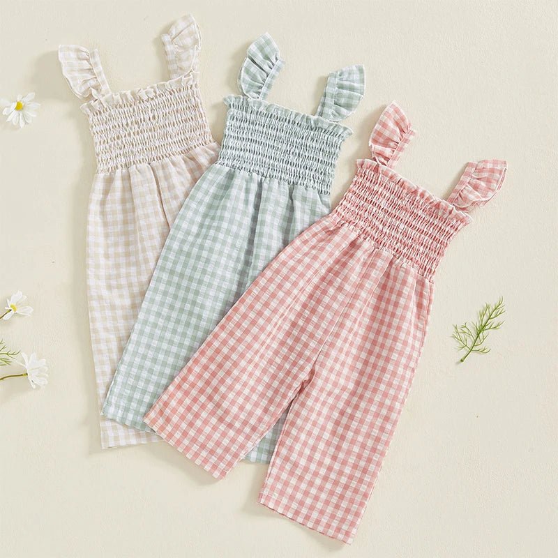 Gingham Smocked Jumpsuit - The Ollie Bee