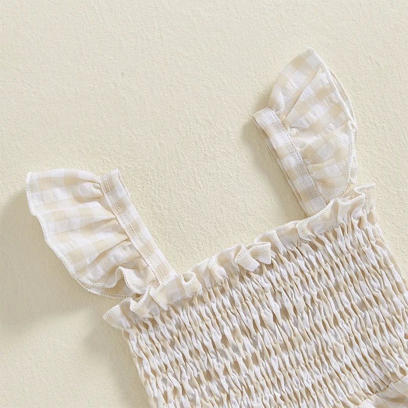 Gingham Smocked Jumpsuit - The Ollie Bee