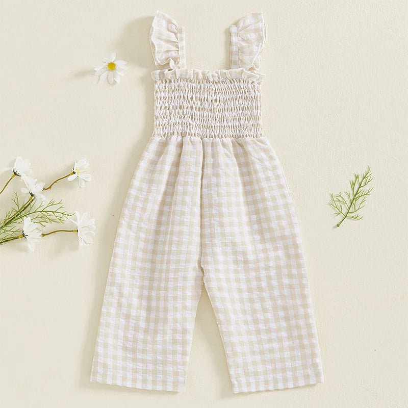 Gingham Smocked Jumpsuit - The Ollie Bee