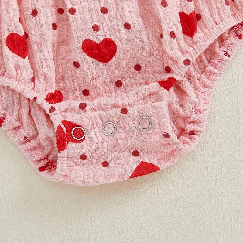 Hearts & Dots Bubble Sleeve Romper - The Ollie Bee