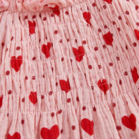 Hearts & Dots Bubble Sleeve Romper - The Ollie Bee