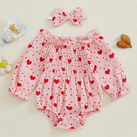 Hearts & Dots Bubble Sleeve Romper - The Ollie Bee
