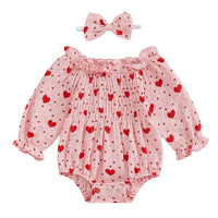Hearts & Dots Bubble Sleeve Romper - The Ollie Bee