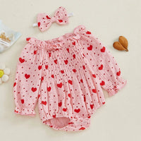 Hearts & Dots Bubble Sleeve Romper - The Ollie Bee