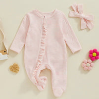 Pink Waffle Footie Set - The Ollie Bee