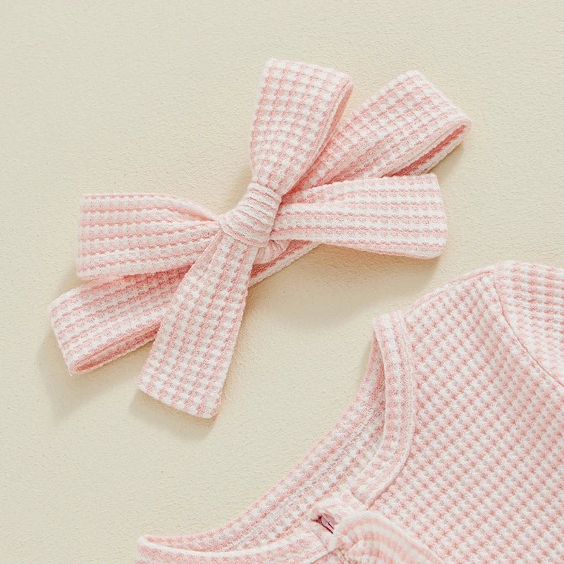 Pink Waffle Footie Set - The Ollie Bee