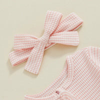 Pink Waffle Footie Set - The Ollie Bee