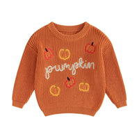 Pumpkin Embroidered Sweater - The Ollie Bee