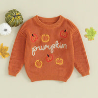 Pumpkin Embroidered Sweater - The Ollie Bee