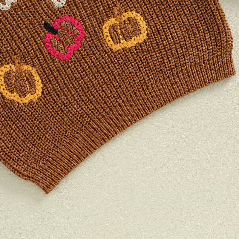 Pumpkin Embroidered Sweater - The Ollie Bee