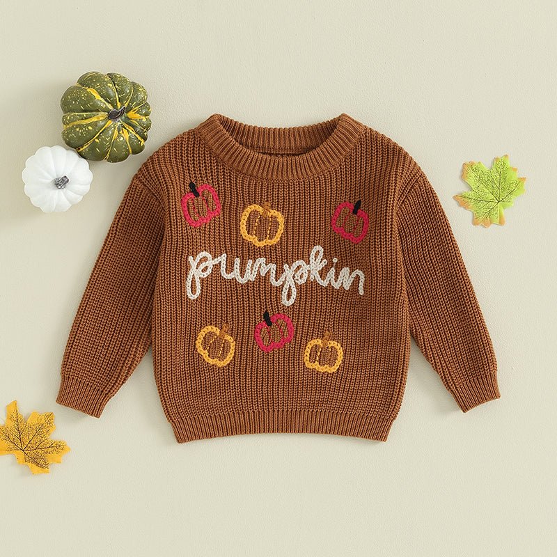 Pumpkin Embroidered Sweater - The Ollie Bee
