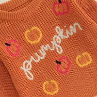 Pumpkin Embroidered Sweater - The Ollie Bee