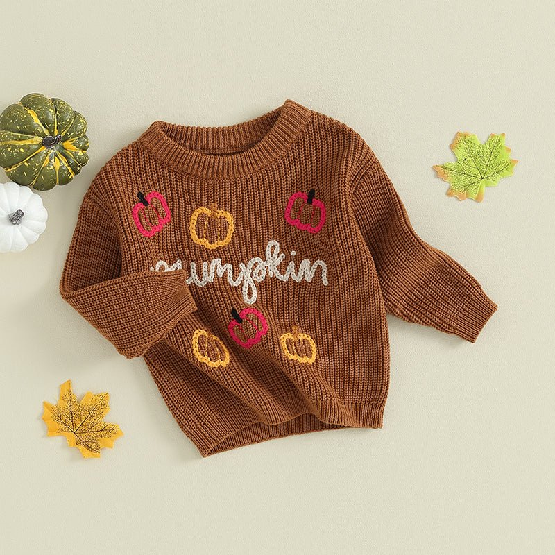 Pumpkin Embroidered Sweater - The Ollie Bee
