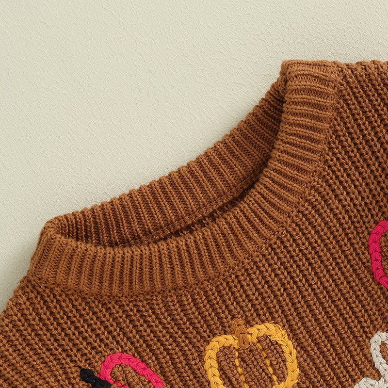 Pumpkin Embroidered Sweater - The Ollie Bee