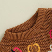 Pumpkin Embroidered Sweater - The Ollie Bee
