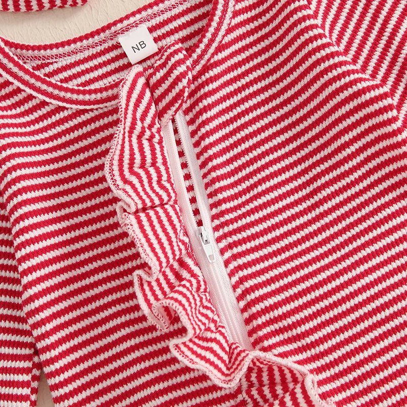 Red Striped Footie Set - The Ollie Bee