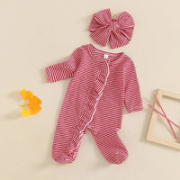 Red Striped Footie Set - The Ollie Bee