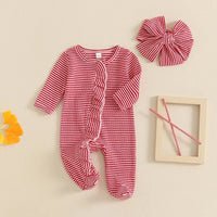 Red Striped Footie Set - The Ollie Bee