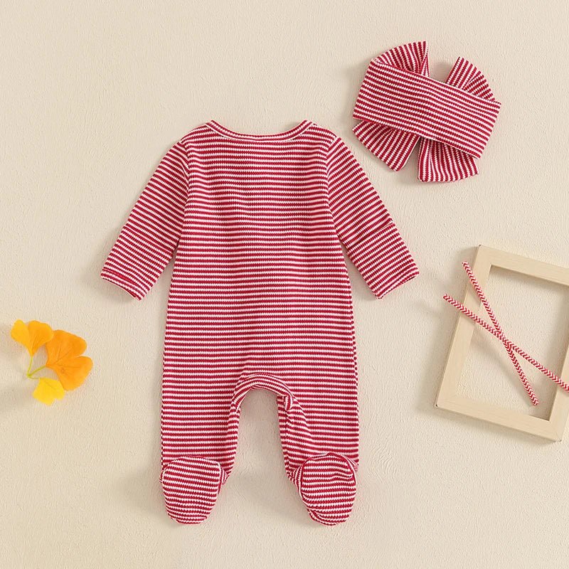 Red Striped Footie Set - The Ollie Bee