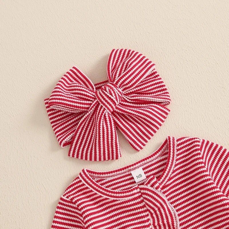 Red Striped Footie Set - The Ollie Bee