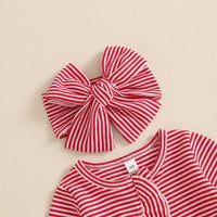 Red Striped Footie Set - The Ollie Bee