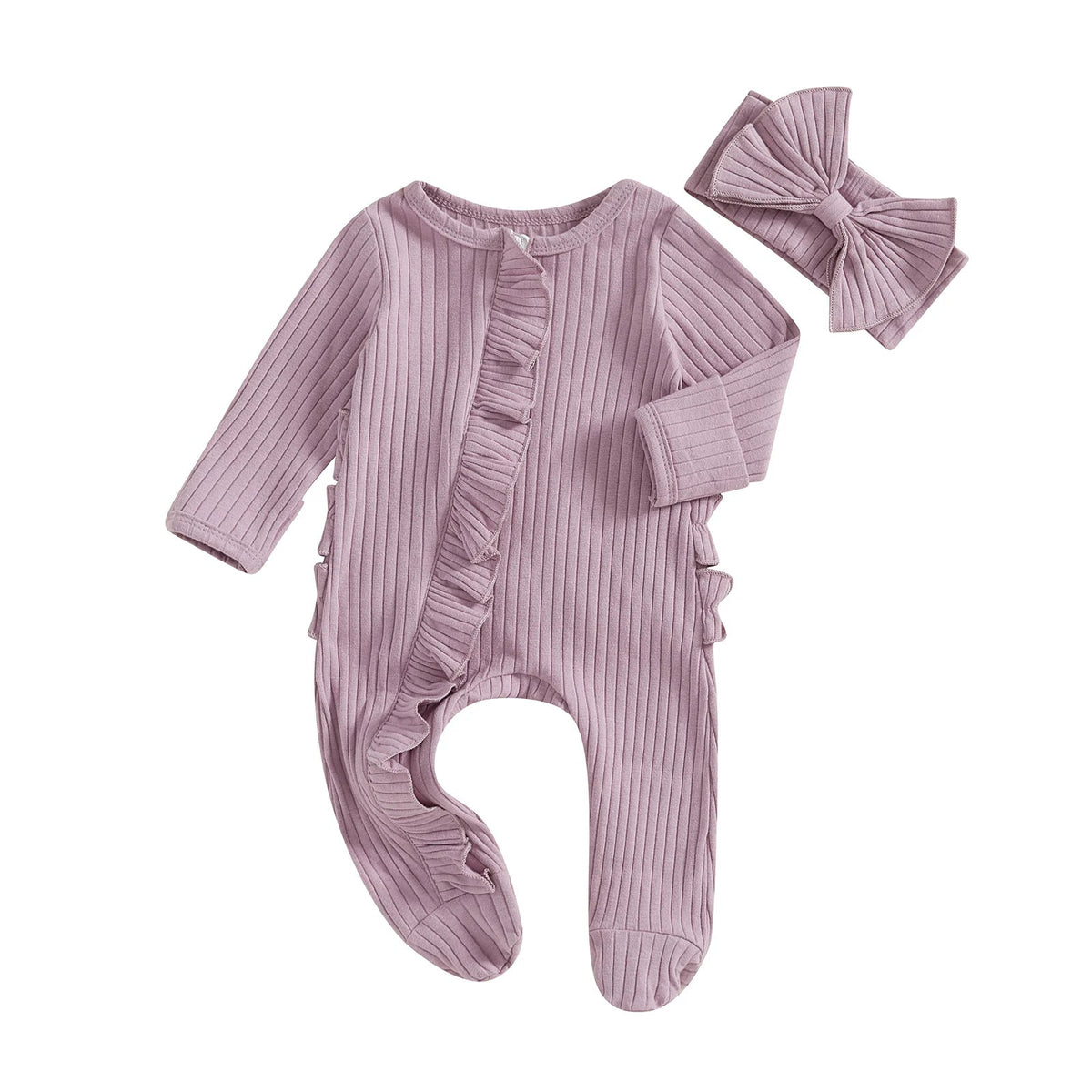 Ribbed Ruffle Footie Set - The Ollie Bee