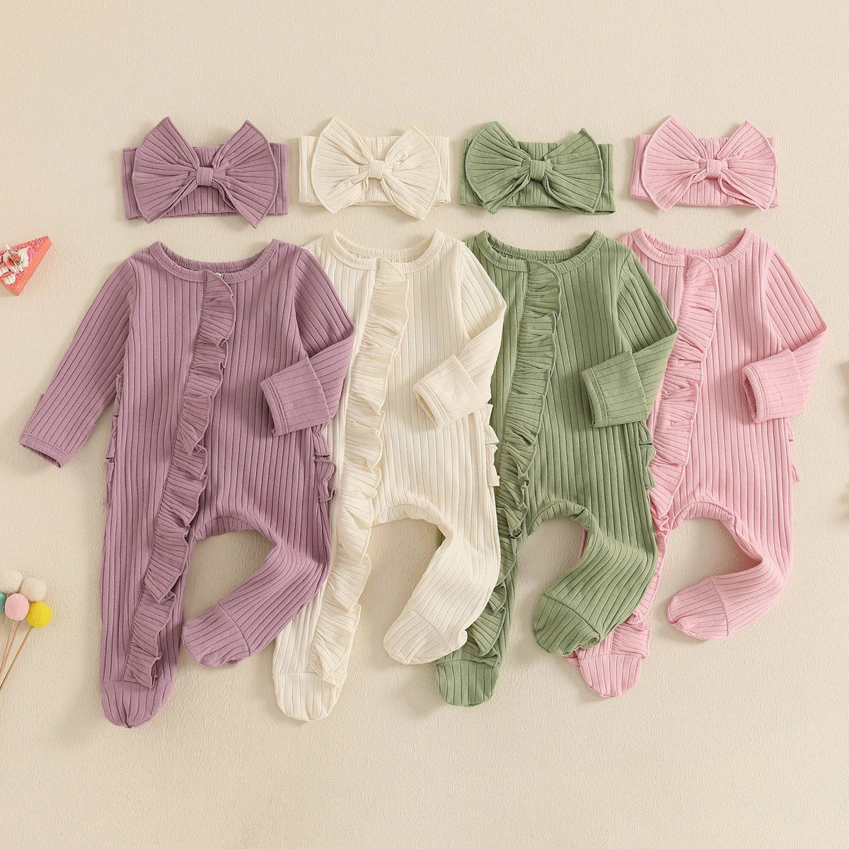 Ribbed Ruffle Footie Set - The Ollie Bee