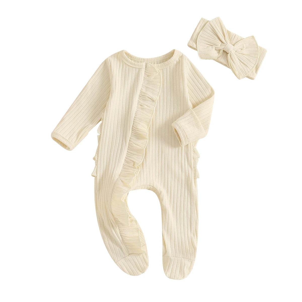 Ribbed Ruffle Footie Set - The Ollie Bee