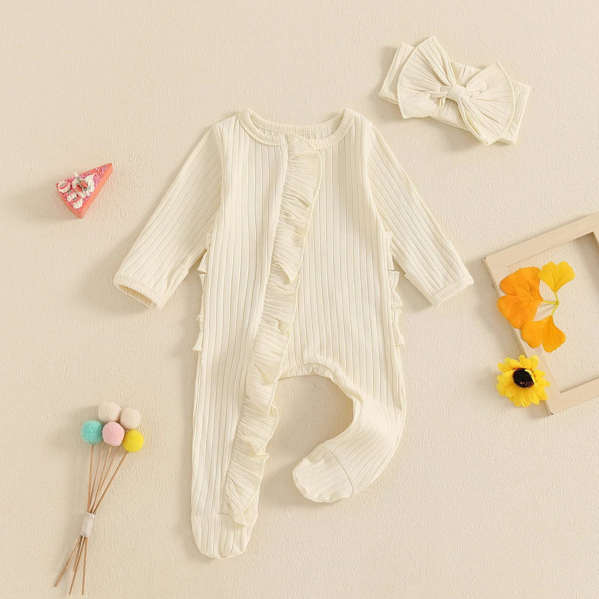 Ribbed Ruffle Footie Set - The Ollie Bee