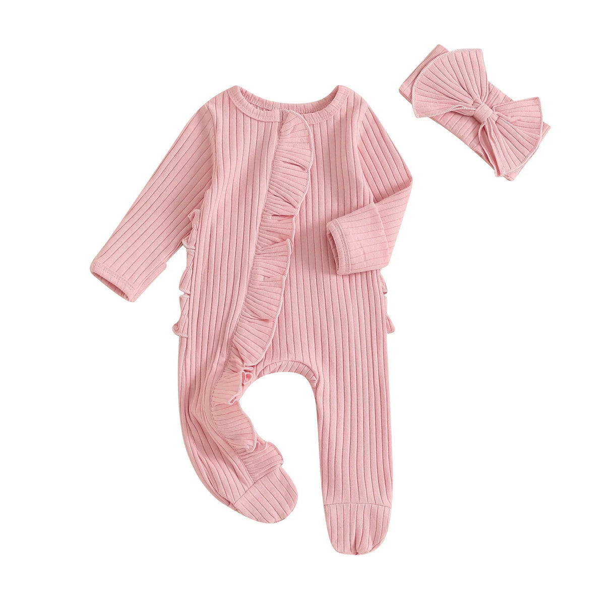Ribbed Ruffle Footie Set - The Ollie Bee
