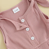 Ribbed Tie Sleeve Romper - The Ollie Bee