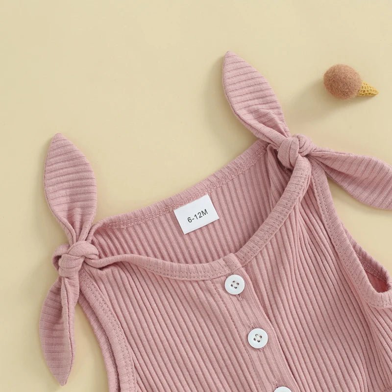 Ribbed Tie Sleeve Romper - The Ollie Bee