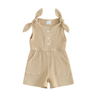 Ribbed Tie Sleeve Romper - The Ollie Bee