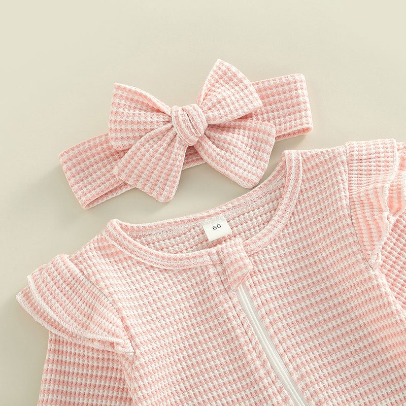 Ruffle Shoulder Striped Footie - The Ollie Bee