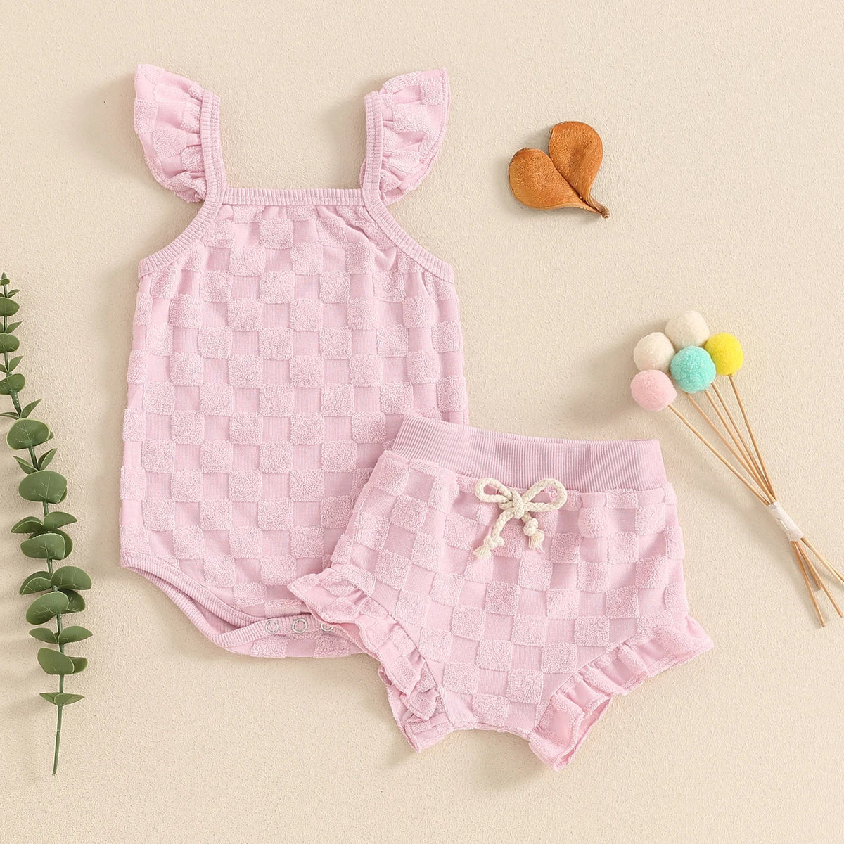 Terrycloth Checkerboard Onesie Outfit - The Ollie Bee