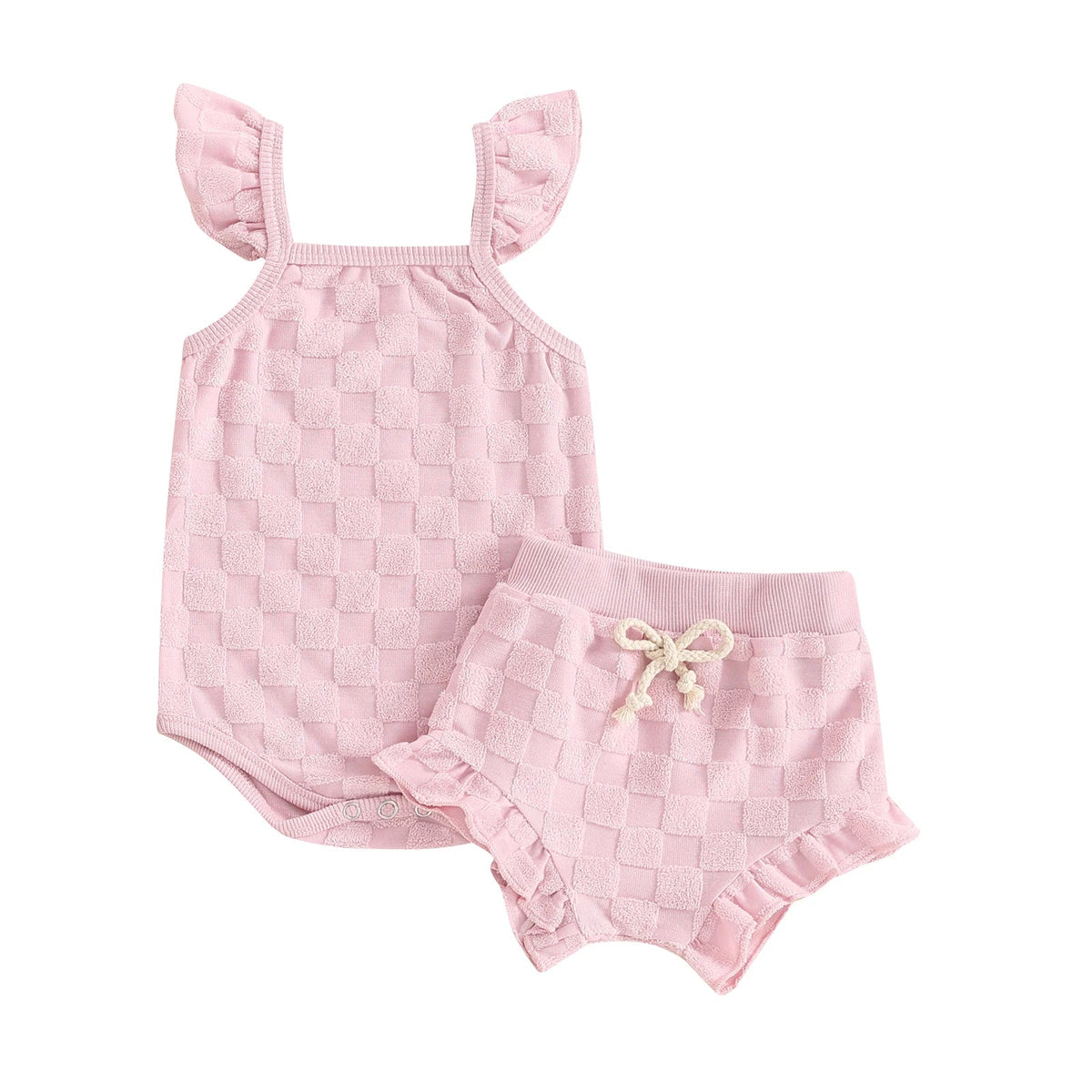Terrycloth Checkerboard Onesie Outfit - The Ollie Bee