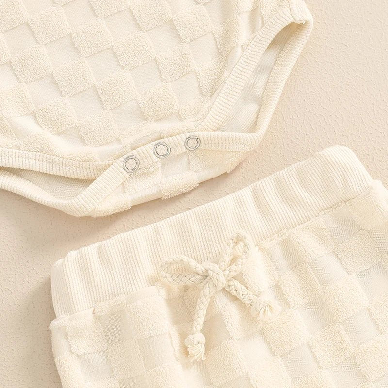 Terrycloth Checkerboard Onesie Outfit - The Ollie Bee