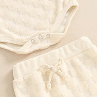 Terrycloth Checkerboard Onesie Outfit - The Ollie Bee