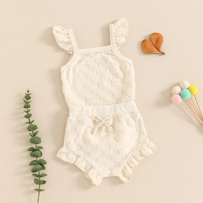 Terrycloth Checkerboard Onesie Outfit - The Ollie Bee