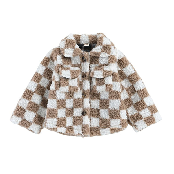 Checkerboard Sherpa Coat - The Ollie Bee